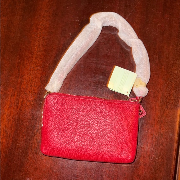 Coach Vibrant Red Wristlet with Gold Accents - Picture 4 of 4